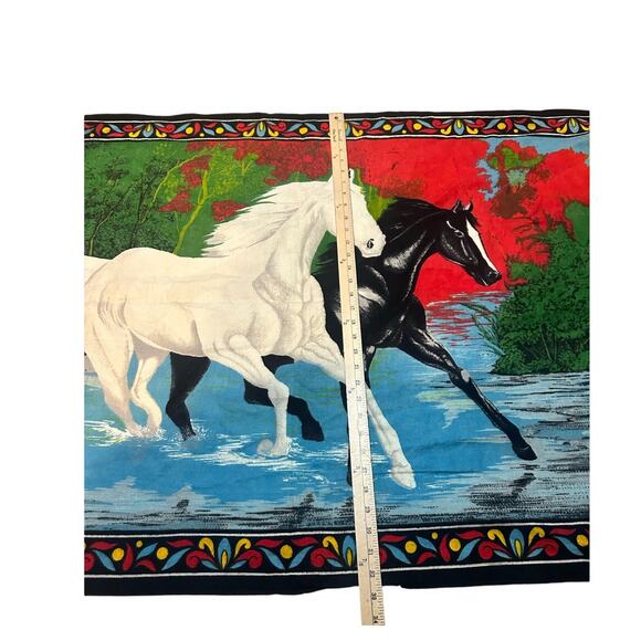 Vintage Ha-Va-Ti Turkish Rare Running Horse Tapestry-100% Cotton-Hand Woven - Picture 3 of 4